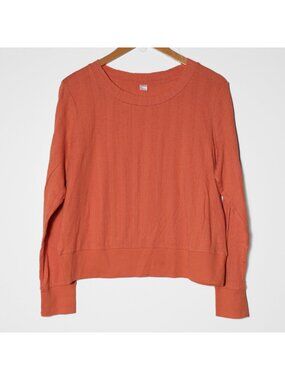 Old Navy Lightweight Pointelle Knit Long Sleeve Loungewear Pajama Top Orange L